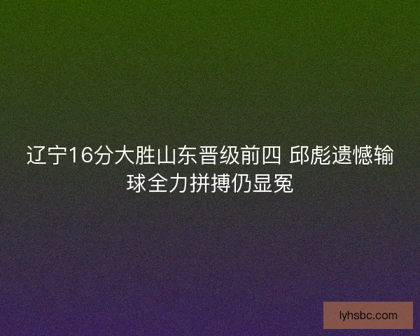 辽宁16分大胜山东晋级前四 邱彪遗憾输球全力拼搏仍显冤