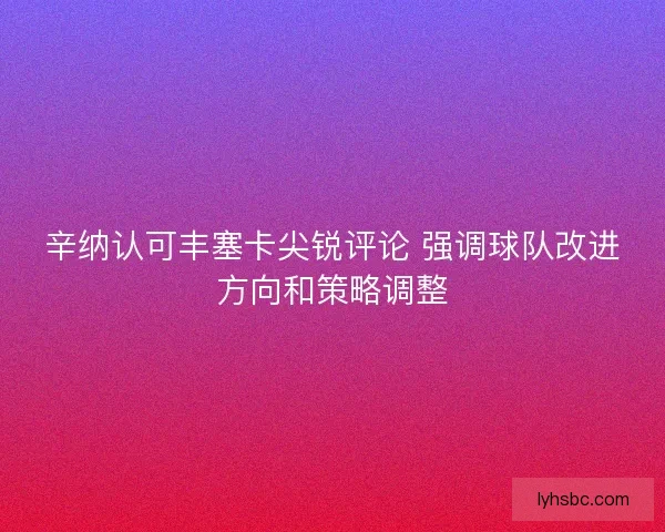 辛纳认可丰塞卡尖锐评论 强调球队改进方向和策略调整